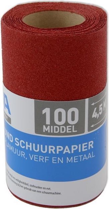 Schuurpapier op rol - Middel P100 - 110mm x 4,5 - Korrelgrofte 100 - Verf/klus...