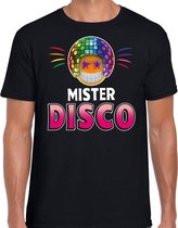 Funny emoticon t-shirt mister disco zwart voor heren -  Fun / cadeau shirt L