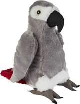 Pluche grijze roodstaartpapegaai knuffel 30 cm - Papegaaien vogel knuffels - Speelgoed voor kinderen