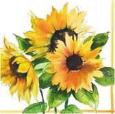 60x Zonnebloemen thema servetten 33 x 33 cm - Papieren wegwerp servetjes - Zonnebloemen versieringen/decoraties