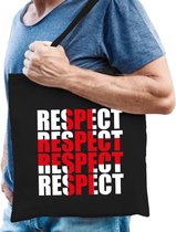 Respect voor de zorg katoenen tas zwart voor heren - waardering / steun tassen - kado /  tasje / shopper