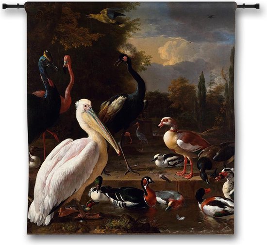 Wandkleed Het Drijvend Veertje - Melchior d'Hondecoeter -  150x160 cm