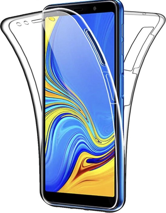 Samsung Galaxy A7 2018 Case - Transparant Siliconen - Voor- en Achterkant - 360 Bescherming - Screen protector hoesje - (0.4mm)