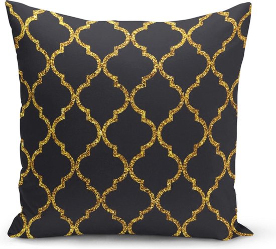 Woonkamer stijlvol zwarte sierkussen ogee patroon in gold kleur - Kussens  woonkamer... | bol.com