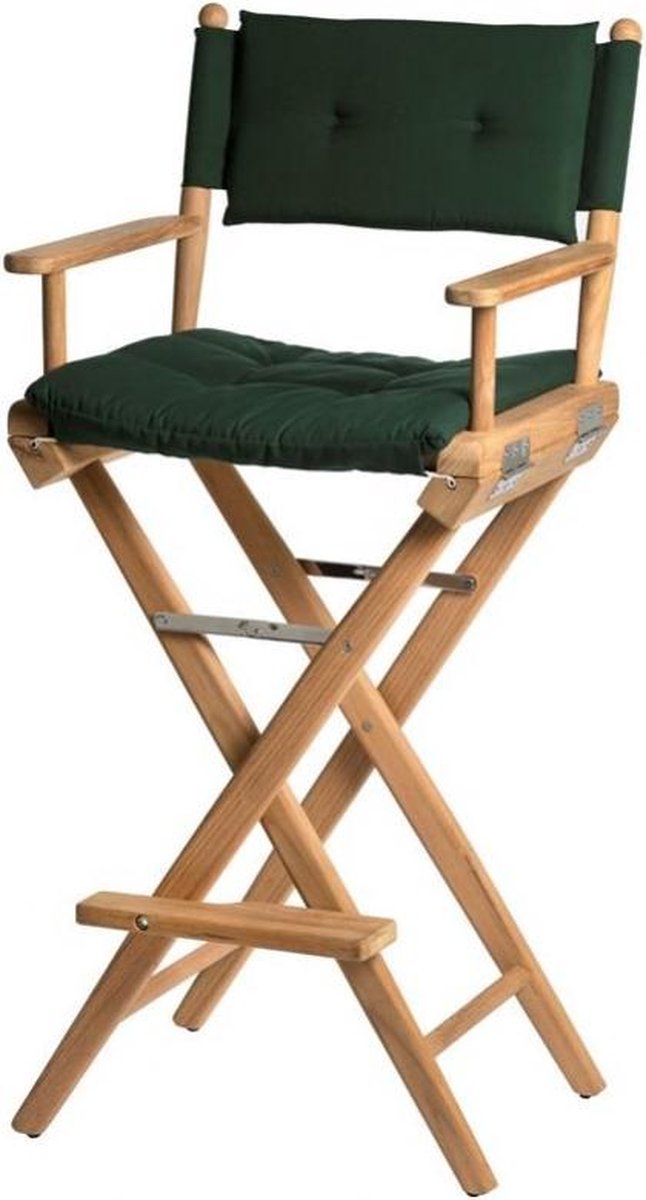 Stuurstoel Hoog Teak DeLuxe met Groene kussenset (Geolied)