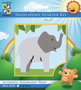 Volledige Borduurpakketen Volwassenen   -  Voorbedrukt   -  Borduurset  - Hobby en Creatief -  Trompetterende olifant 10x10cm