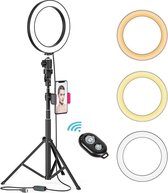 Ringlamp met statief -  8 inch – Professional set – Fotostudio – Tiktok lamp – Lichtstudio - Kerst/Sinterklaas