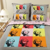 100% katoen dekbedovertrekset 200x200 cm + 2 slopen 65x65 cm Marilyn Monroe 6 - Colors (met flessenhals instopstrook)