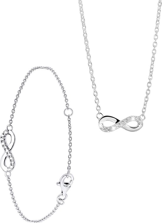 Zilveren set infinity met zirkonia