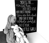 Tekstbord  voor baby of kinderkamer little girl-kraamcadeau baby-60x40 cm lxb