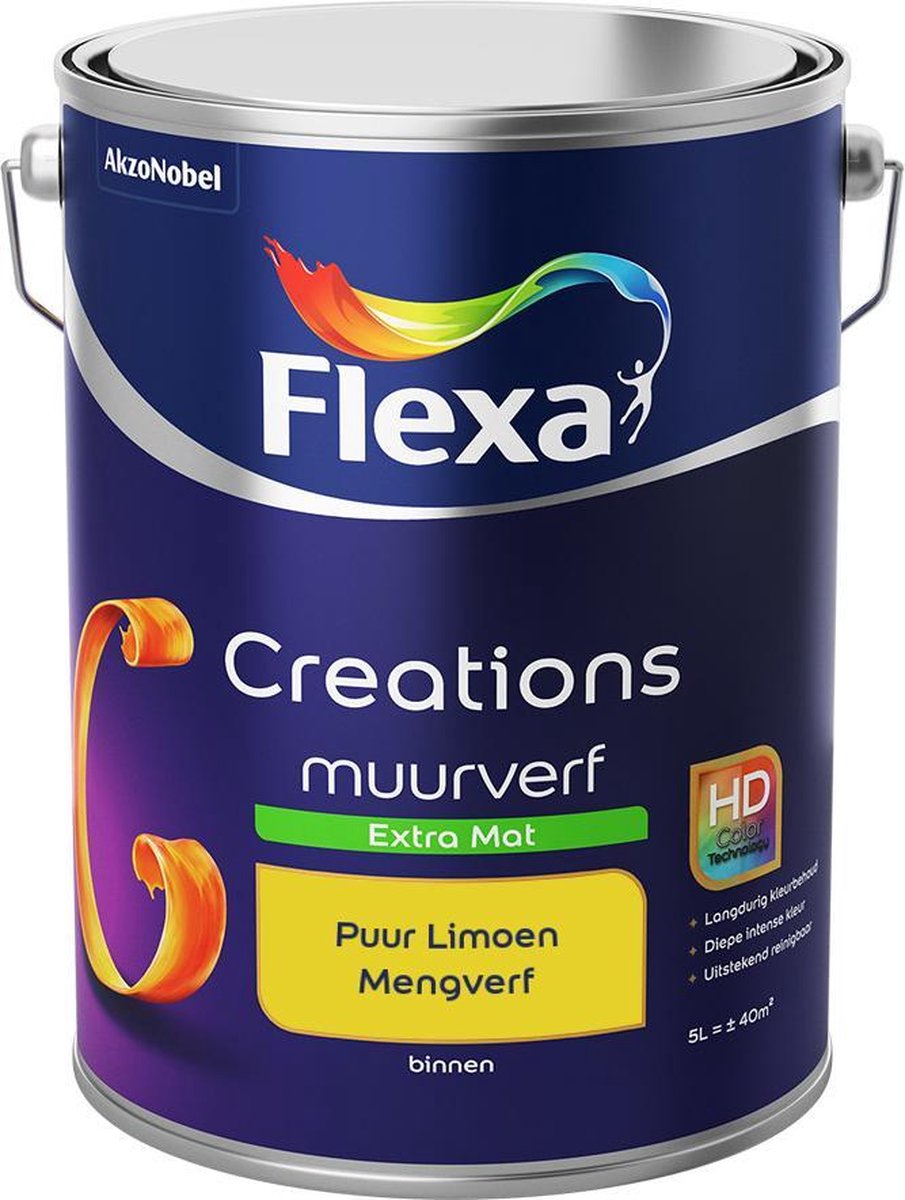 Flexa Creations Muurverf - Extra Mat - Mengkleuren Collectie - Puur Limoen - 5 liter