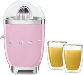 Smeg CJF01PKEU - Citruspers - Roze + Maxxo Dubbelwandige Glazen 2 stuks