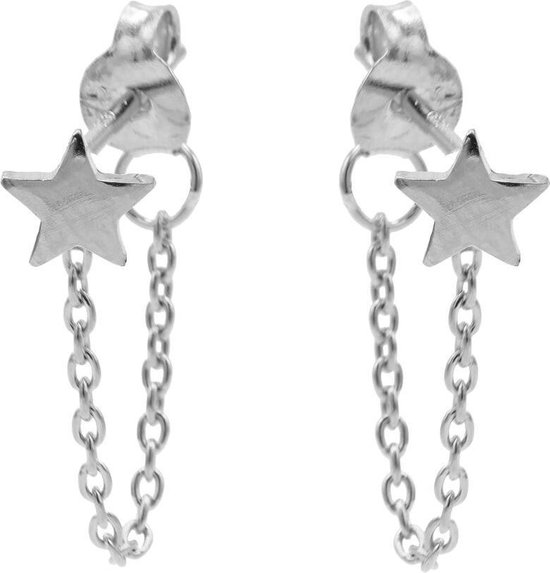 Karma oorbel Chain Star Silver-M1855