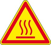 Waarschuwing warm oppervlak sticker, polyesterfolie 100 mm