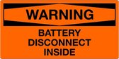 Sticker 'Warning: Battery disconnect inside' 300 x 150 mm