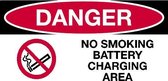 Sticker 'Danger: No smoking, battery charging area' 150 x 75 mm