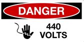 Sticker 'Danger: 440 Volts' 300 x 150 mm