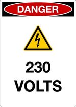 Sticker 'Danger: let op, 230 Volts' 105 x 148 mm (A6)