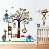 Muursticker Boom Met Dieren XXL| Wanddecoratie | Muurdecoratie | Slaapkamer | Kinderkamer | Babykamer| Jongen | Meisje | Decoratie Sticker |