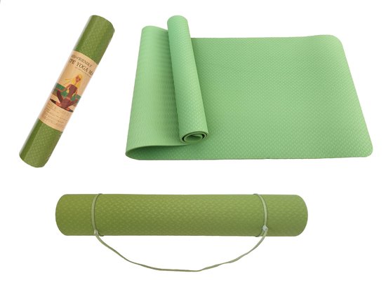 Genre Tweet scheren Yogamat - TPE - Eco Friendly - Non Slip - 183 x 61 x 0.6 cm - Groen | bol. com