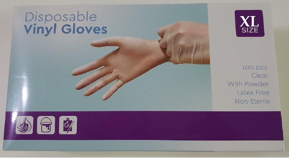 Handschoenen Wegwerp Clear Gepoederd Vinyl Extra Large 100 Stuks - Maat XL - (Latex Vrij!)