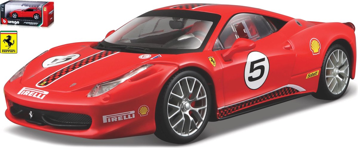 Bburago Ferrari Ferrari 458 Challenge - Modelauto - Schaal 1:24 - Rood/Wit/Zwart