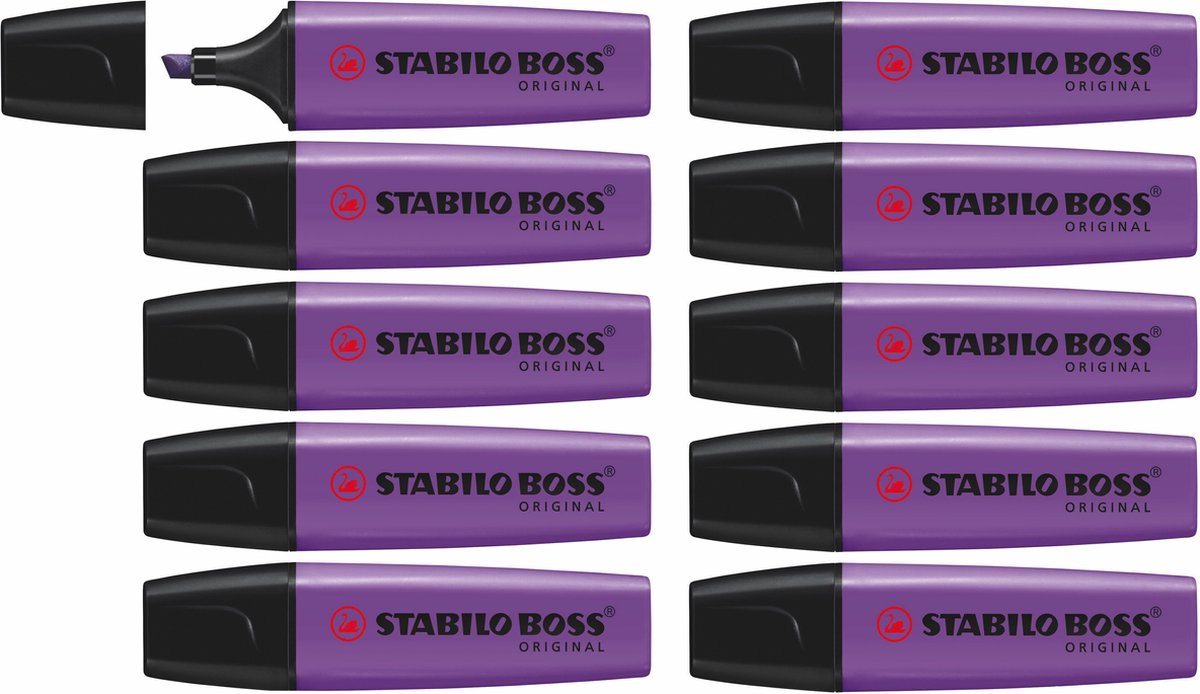 STABILO BOSS ORIGINAL - Markeerstift - Hoogste Kwaliteit - Lavendel - Etui Met 10 Stuks