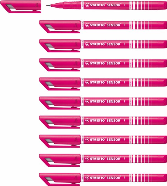 STABILO liner - Intrekbare Balpen - Fijn - Pack van 10 - Zwart