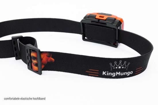 Hoofdlamp LED Oplaadbaar Oranje - Leeslampje voor Boek - Hardloop verlichting - Kluslamp - 160 Echte Lumen - King Mungo KMHL019