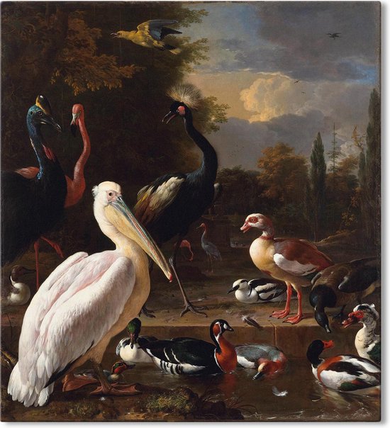 Canvas Schilderij - Het Drijvend Veertje - Melchior d'Hondecoeter - 100x100 cm