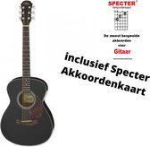 Aria zwarte akoestische gitaar met handige akkoordenkaart