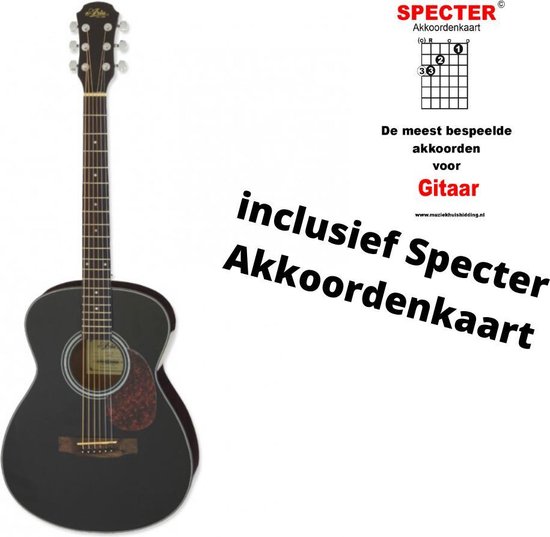 Aria zwarte akoestische gitaar met handige akkoordenkaart | bol.com