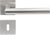 Slotman Solutions Deurklink RVS met vierkante magneet rozet en sleutelgat - Duurzame en stijlvolle Deurkruk voor elke deur