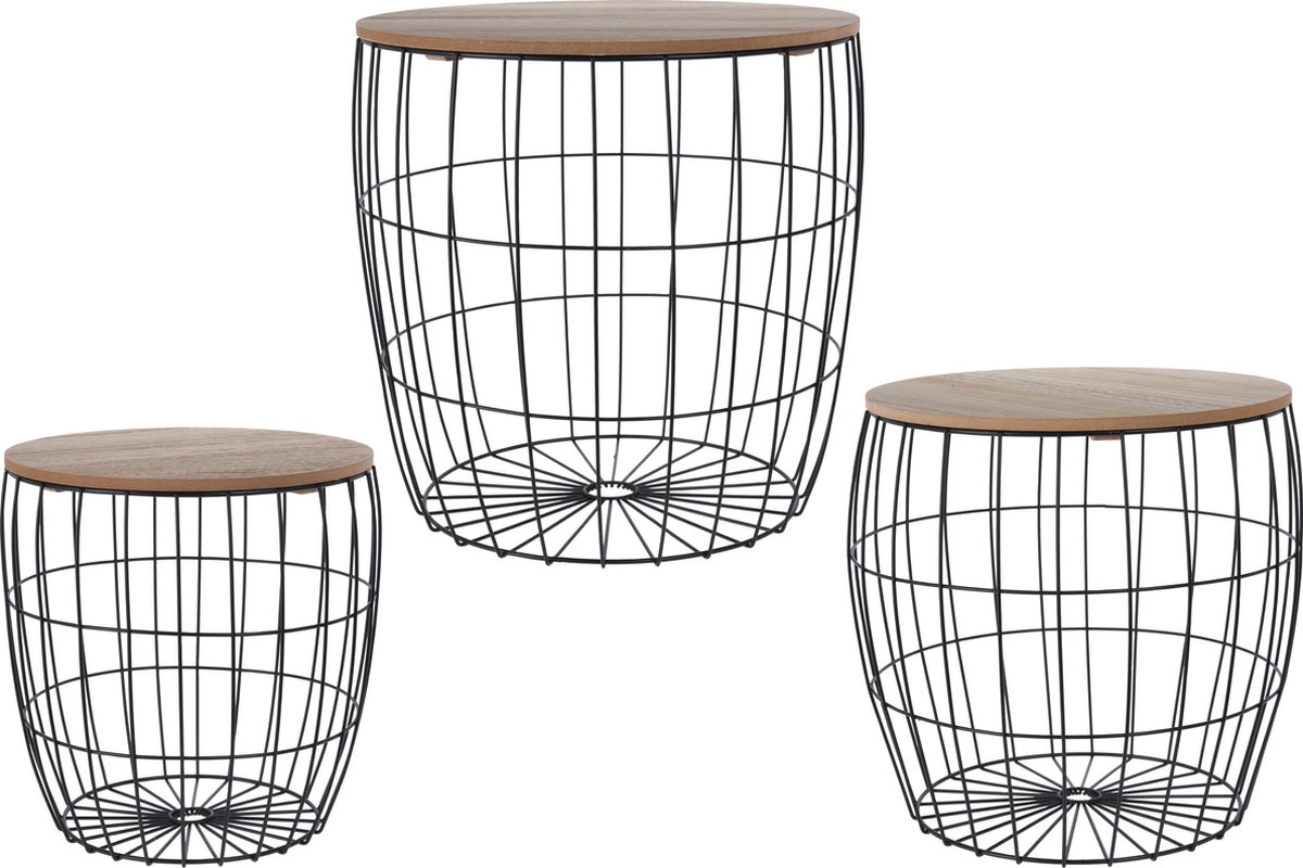 Bijzettafels - Zwart - Metaal - Set van 3