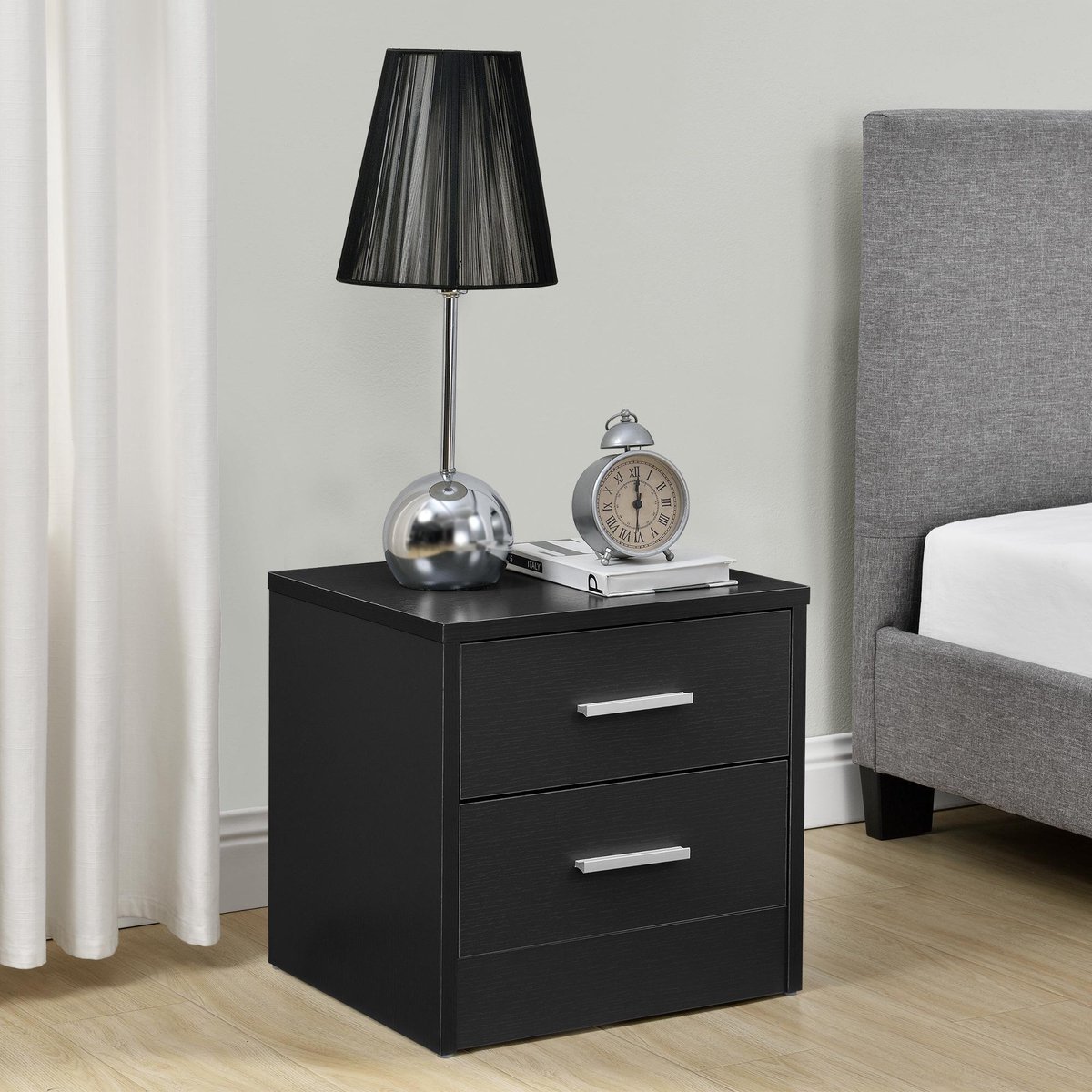 Miadomodo® Nachtkastje met 2 Laden - Afmeting 34.5 x 30 x 50 cm, MDF en Hout, Wit - Nachtkastje, Opbergmeubel met Laden, Slaapkamermeubels