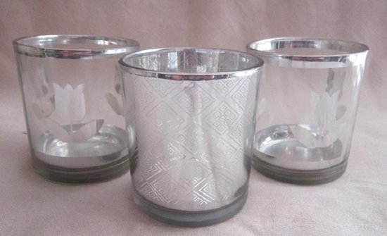 3 stuks, glas/zilver 8 x 6 cm Ø | bol.com