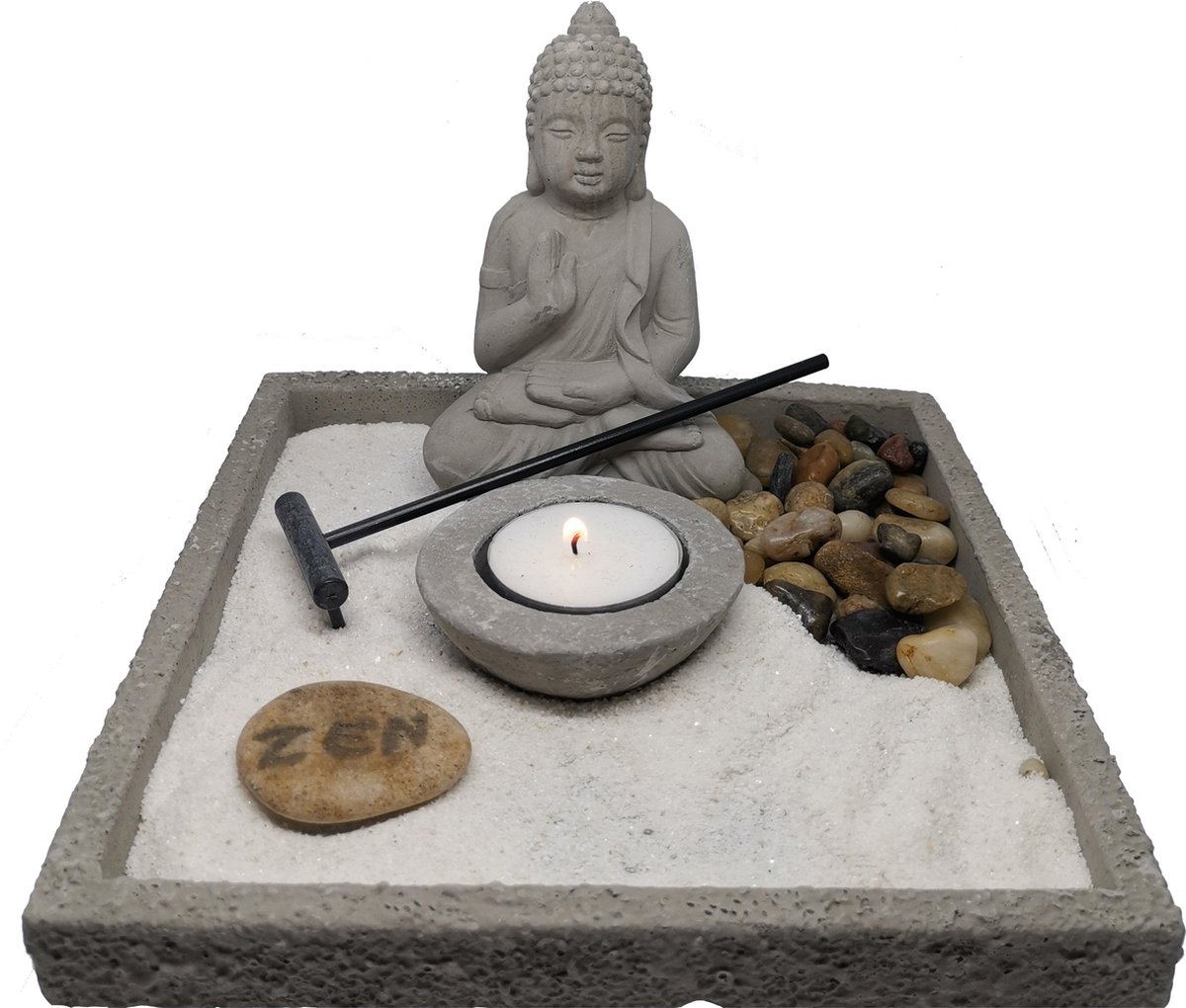 Zen Tuintje - Zen Garden - 12cm Buddha - Rustmomentje - Genieten -  Waxinehouder -... | bol.com