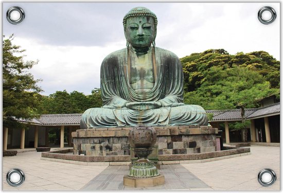Tuinposter –Amida Buddha in Japan– 90x60 Foto op Tuinposter (wanddecoratie voor buiten en binnen)