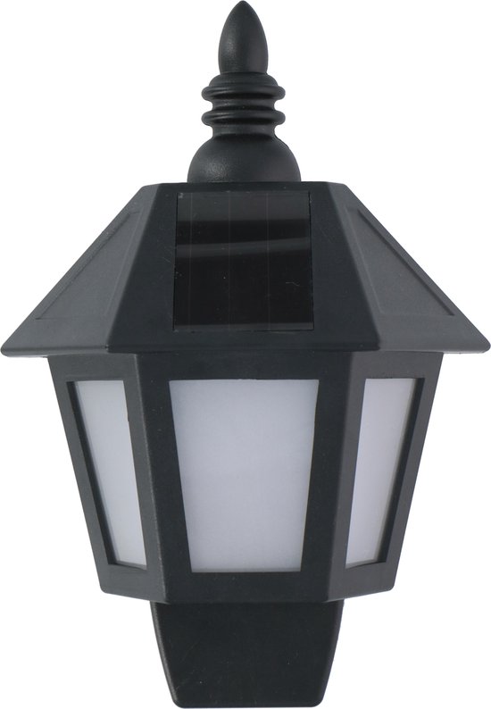 Grundig Wandlamp - Solar - 31 LED's - Brandtijd 6-8 uur - Vlameffect of Wit Licht - Zwart - Grundig