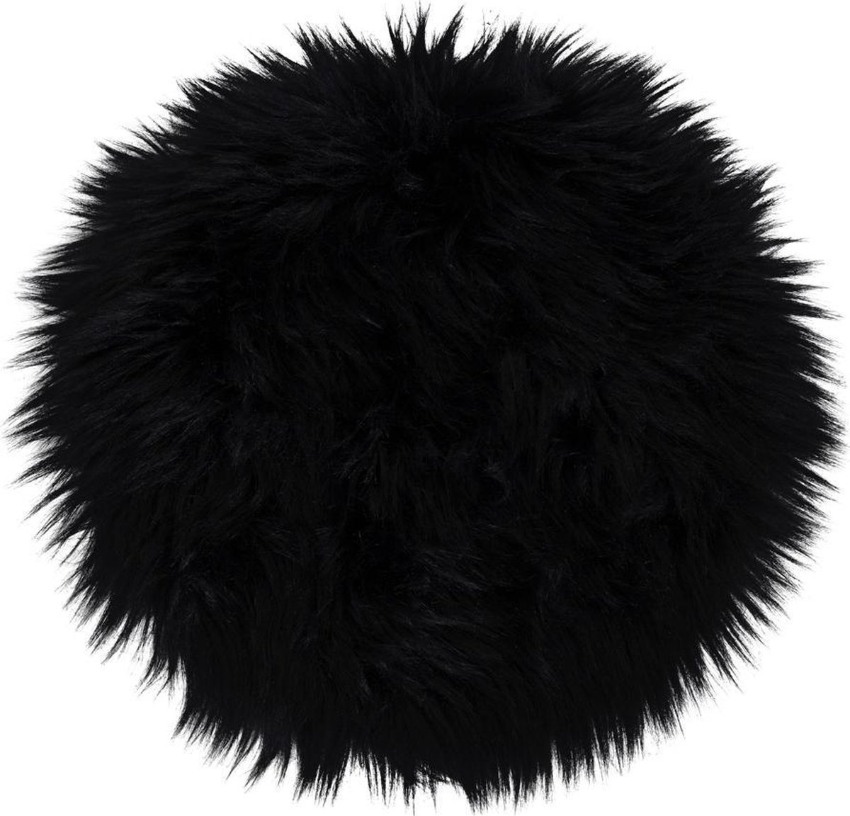 Laila stoelkussen, lamsvel imitatie Ø35 cm zwart.