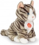 Hermann Teddy Knuffel Kat Grijs Getijgerd Zittend