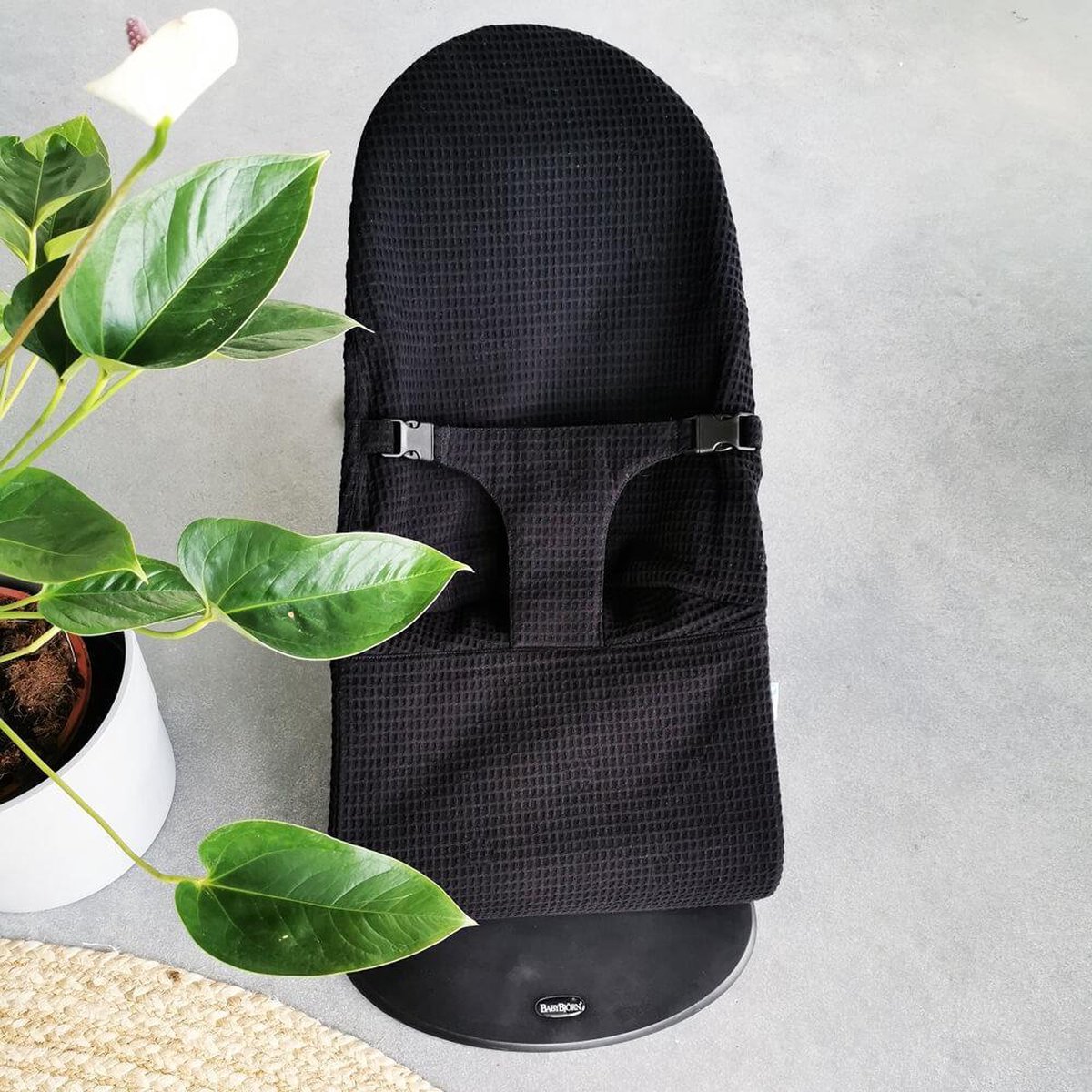 Ukje Hoes Wipstoelhoes geschikt voor BabyBjörn Wipstoel - Ter Vervanging Originele Baby Björn Hoes - Perfecte Pasvorm - Zacht katoen - Makkelijk Wasbaar - Zwart Wafelstof — cadeau in Cadeau-ideeën - foto 5