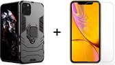 iPhone 11 Pro Max hoesje Armor Case Zwart Kickstand Ring shock proof magneet - 1x iPhone 11 Pro Max Screen Protector