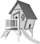AXI Speelhuis Cabin XL in Wit met Witte Glijbaan - Speelhuis op palen met veranda - FSC hout - Speeltoestel voor de tuin