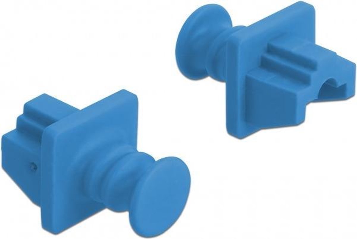 RJ45 (m) afsluitcovers voor RJ45 (v) poorten met ronde greep - 10 stuks / blauw