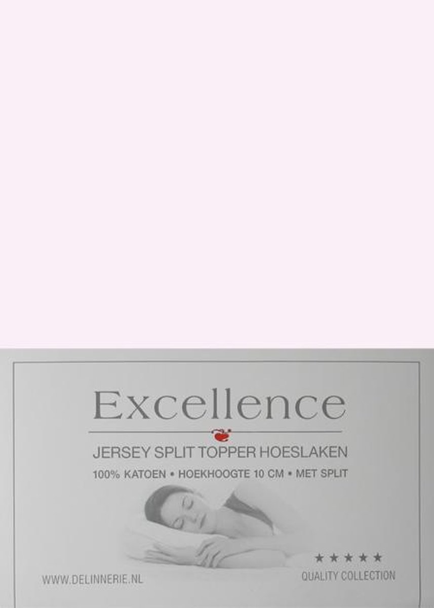 Excellence Jersey Split Topper Hoeslaken - Litsjumeaux - 180x200/210 cm - Soft Pink