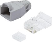 RJ45 krimp connectoren (UTP) voor CAT6 netwerkkabel (flexibel) - 100 stuks (incl. huls) / grijs