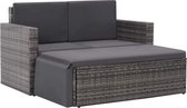 Tuin Loungeset Grijs 2 delig (Incl LW Fleece deken) - Lounge bank tuin - Tuinbank - Loungebank - Tuinset - Tafelset tuin