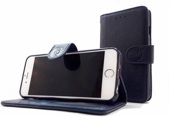 Apple iPhone 6 / 6s - Marine Blue Leren Portemonnee Hoesje - Lederen Wallet  Case TPU... | bol.com