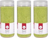 3x Fijn decoratie zand groen 475 ml - Zandkorrels - Hobby/decoratiemateriaal